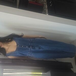 Blue Denim med Wash  Midi/Maxi Dress L NWOT